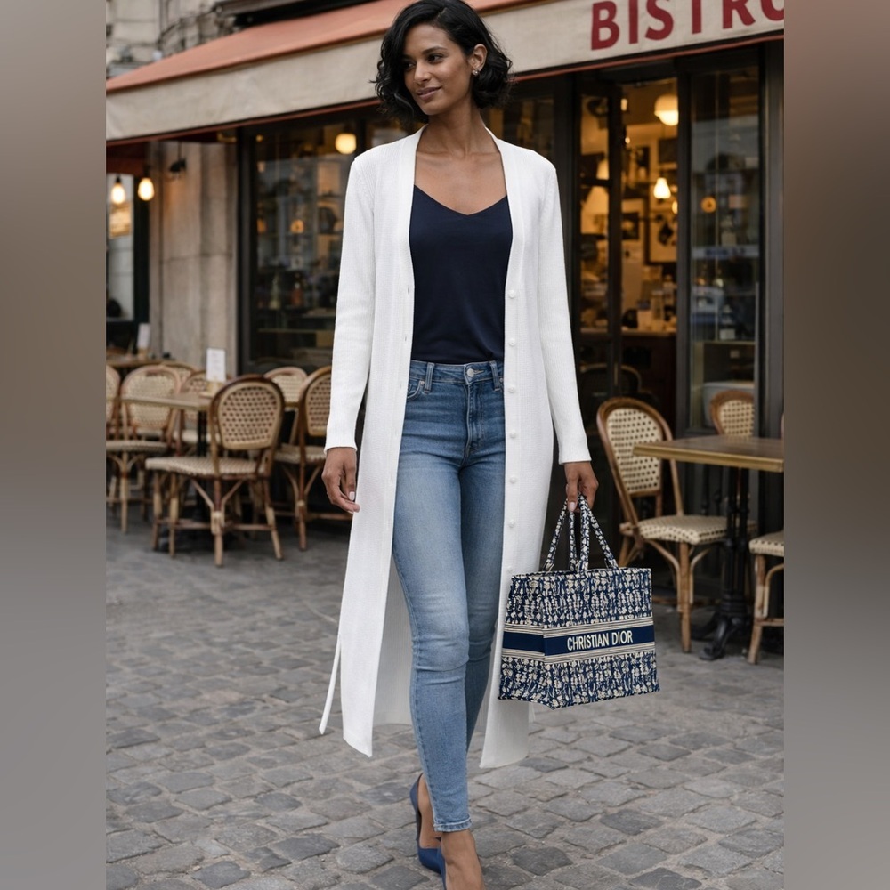 525 America Ribbed Knit Long Cardigan NEW